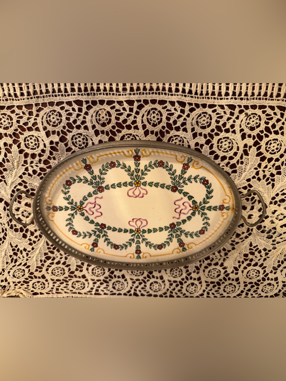 Vintage porcelain decorative tray
